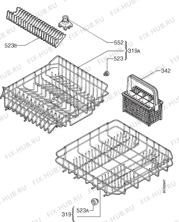 Взрыв-схема посудомоечной машины Privileg 045560 0 - Схема узла Basket 160